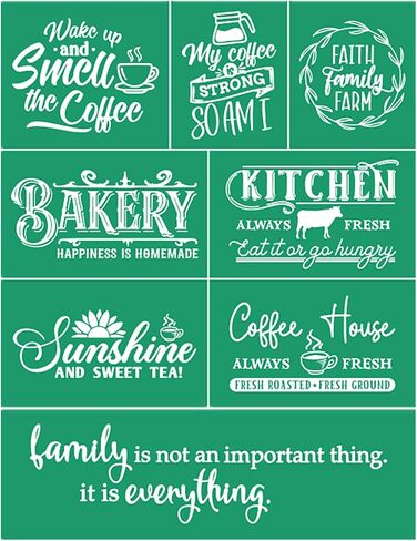 jajado Farmhouse Kitchen Screen Screen stencil stencil stencil stencil ، Quote Quotes Quotes محلية الصنع مزرعة المزرعة التي تصنع الإستنسل المحترقة للطلاء على الخشب/السيراميك/القماش الفني Craft 8.5x11 " in Kuwait