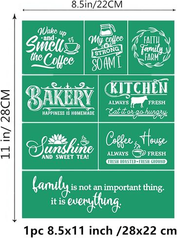 jajado Farmhouse Kitchen Screen Screen stencil stencil stencil stencil ، Quote Quotes Quotes محلية الصنع مزرعة المزرعة التي تصنع الإستنسل المحترقة للطلاء على الخشب/السيراميك/القماش الفني Craft 8.5x11 " in Kuwait
