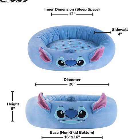 Disney Stitch Pet Bed - Pet Bolster Bed with Character Design and Machine Washable Removable Insert - (S) in Saudi Arabia