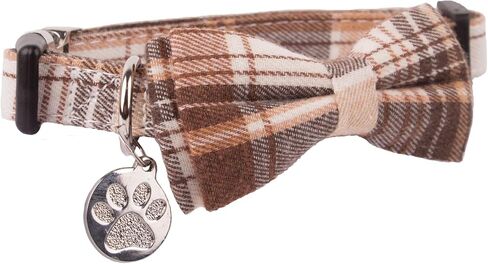 ADOGGYGO Plaid Dog Collar with Bowtie, Green Dog Collars with Detachable Bow tie Adjustable Soft Green Plaid Collars for Small Medium Large Dogs Pets (Large, Green) in Saudi Arabia