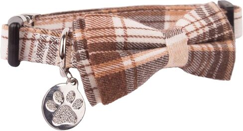 ADOGGYGO Plaid Dog Collar with Bowtie, Green Dog Collars with Detachable Bow tie Adjustable Soft Green Plaid Collars for Small Medium Large Dogs Pets (Large, Green) in Saudi Arabia