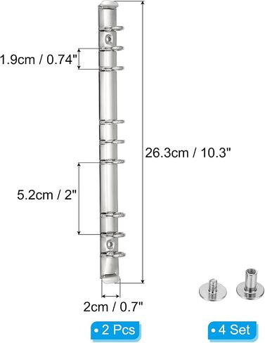 PATIKIL B5 9-Hole Ring Binder Mechanisms, 2 Set Binder Spines Replacement for Binder Planners, 2cm, Silver Tone in Saudi Arabia