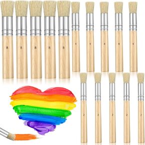 15 Pieces Wooden Stencil Brushes Natural Stencil Brushes Bristle Painting Brushes Wooden Handle Painting Stencil Brushes for Acrylic Oil Watercolor Painting Stencil Project DIY Crafts, 3 Sizes