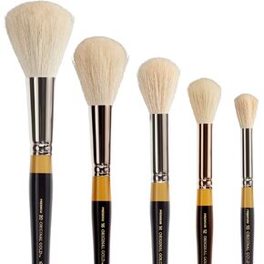 KINGART B-125 Premium 5 pc. Original Gold 9265 Round MOP Series Artist Brush Set, Soft White Natural Hair, Short Handle, for Acrylic and Oil Painting, 5 Brushes Sizes: 10, 12, 14, 16, 20