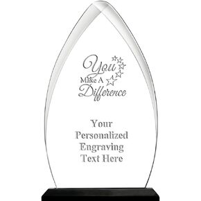 You Make A Difference Acrylic Award, 6.75" H Personalized Recognition Award with Custom Engraving Prime
