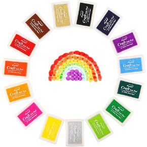 Ink Pads, Stamp Pads for Rubber Stamps, 15 Solid Colors Available for Craft Scrapbooking Fingerpaint on Paper Wood Fabric