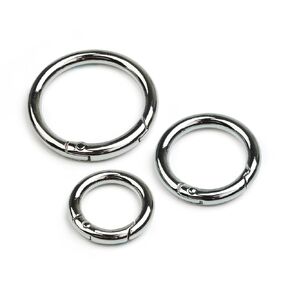 Jiesinlov 6Pack Spring O-Rings,Round Keychain Clips Snap Hook Buckle,Key Ring for Replacement Purse Hardware,Carabiner for Keys,Three Diameter Size (Gunmetal)