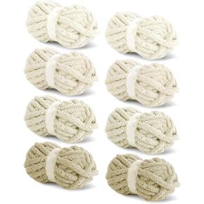 8 Packs Jumbo Colorful Chunky Chenille Yarn for Crocheting, 8 Color Bulky Thick Fluffy Yarn for Knitting, Super Bulky Chunky Yarn for Hand Knitting Blanket, Soft Plush Yarn (27yds, 8oz Each Skein)