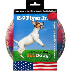 Ruff Dawg K9 Flyer - Large Durable Rubber Dog Toy for Fetch - Floats in Water - Made in The USA - Assorted Neon Colors for High Visibility