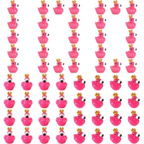 100pcs Mini Flamingo Figurines, Resin Tiny Flamingo Figures with Crown Miniature Animal Toy for DIY Craft Landscape Ornament Garden Home Dollhouse Cake Toppers Birthday Party Decorations