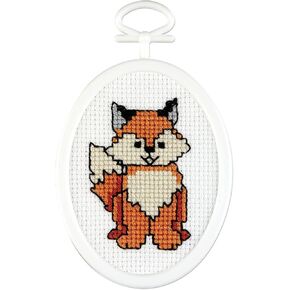 Tobin Janlynn Mini Cross Stitch Kit 2.75" Oval-Fox (18 Count)