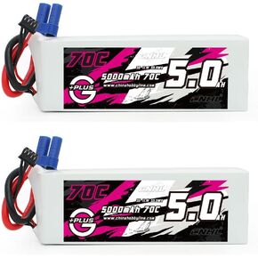 CNHL 5000mAh 3S Lipo Battery 11.1V 70C with EC5 Plug for RC Car Airplane Truck Boat Heli Airplane Racing Drone （2 Packs）