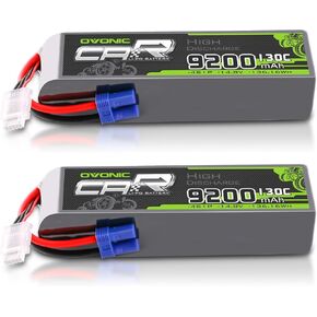 OVONIC 4S LiPo Battery 9200mAh 14.8V 130C RC Battery with EC5 Connector (2 Pack)