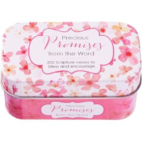Christian Art Gifts Bible Verse Promise Cards for Women & Teens: Precious Promises From The Word – 202 Scripture Verses To Bless and Encourage, Daily Encouraging Cards in Pink Floral Gift Storage Tin