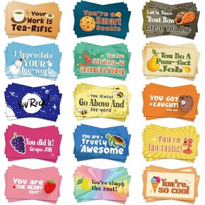 Honoson 300 Pcs Employee Appreciation Cards Bulk Inspirational Punny Cards Thank You Encouragement Funny Affirmation Gifts Staff for Team Teacher Business 15 Design