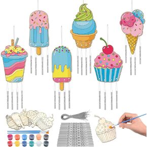 24 مجموعة ماندالا ريح الدقات مركبة للأطفال تلوين الخاص بك ماندالاس Windchime DIY الخشب غير المكتملة معلقة الحلي تلوين رنين الرياح للأطفال هدايا المدرسة وموازم الحفلات (ماندالا)