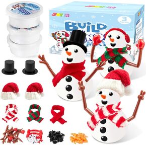 JOYIN Christmas Build Your Snowman Craft Kit, 3 Pack DIY Snowman Christmas Craft Kit for Christmas Arts and Craft Activities, Xmas Gift Stocking Stuffers for Kids,Party Favor School Funny Toy