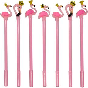 Maydahui 28 PCS Crown Flamingo Shaped Rollerball Pen Black Gel Ink Pens Cute Animal Design for Office School Home