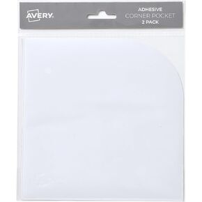 Avery Corner Pockets, 6" x 6", Translucent Pockets for Planners and Notebooks, 2 Adhesive Pockets Total (73715)