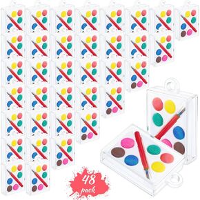 Mini Watercolor Paint Sets Mini Watercolor Multicolor Paint set with Brush for Schools Party Favor Prize Valentine Craft Project Gift(48 Pcs)
