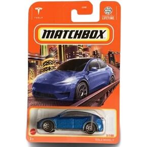 Matchbox Tesla Model Y 1:64 Scale Die-Cast Car, Blue, 3/100