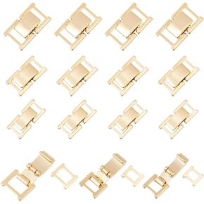 DICOSMETIC 15Pcs 3 Styles Fold Over Jewelry Clasp Brass Bracelet Extenders Real 24K Gold Plated Secure Watch Closure Foldover Extension Clasps Watch Band Clasps for DIY Jewelry Making
