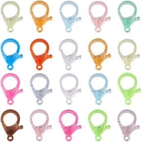 Fashewelry 100PCS Mixed Color Glitter Plastic Lobster Claw Clasps Lovely Mask Lanyard Snap Hooks Hard Fastener Hook Clips for DIY Key Rings Chains Handmade Crafts