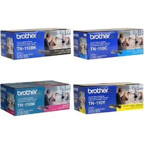 Brother TN110BK, TN110C, TN110M, TN110Y Black, Cyan, Magenta and Yellow Toner - -Cartridge Set