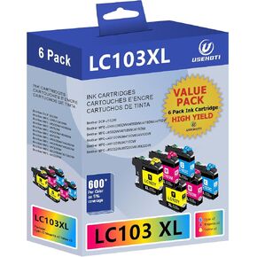 LC103XL Color Compatible for Brother LC103 Ink Cartridges LC101 Work with Brother MFC-J870DW MFC-J6920DW MFC-J6520DW MFC-J450DW Printer (2 Cyan, 2 Magenta, 2 Yellow, 6 Pack)