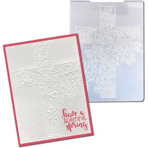 Arbuya Flowers Cross Plastic Embossing Folders for Card Making Christian Cross Embossing Folder for Scrapbooking Pages Paper Crafting Clay Decoration