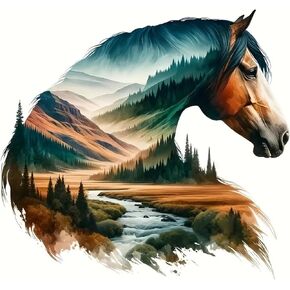 MOMDEDP Horse Diamond Art Painting Kits for Adults, Round Full Drill Mountain Road Diamond Art Kits, 5D DIY Paint with Diamonds Crafts Animal for Home Wall Decoration Gifts 12×12Inch Horse Head