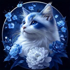 Anuver Cat Diamond Painting Kits for Adults, 5D DIY Diamond Art Kits for Beginners, Full Drill Diamond Painting Kits for Home Wall Decor, 12x12 Inch