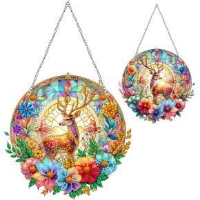 ARTopet DIY Diamond Pendant Ornament Animal Double-Sided Pattern Special Shaped Crystal Diamond Art Painting Hanging Single Sided for Home Garden Wall Door Decor