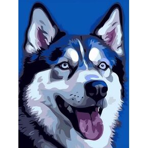 Yomiie 5D Diamond Art Kits for Adults, Dog Huskies Full Drill by Number Kits, Siberian Husky Paint with Diamonds Art Dog Rhinestone Embroidery Craft for Home Room Decoration (12x16 inch)