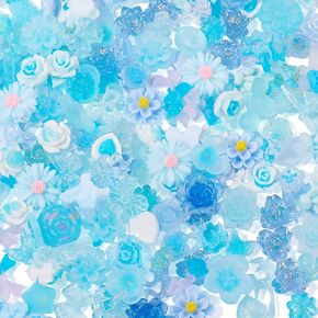 Assorted Glow in The Dark Resin Cabochons Purple Flower Flat Back UV Beads No Hole Flower Embellishments for Crafts DIY Nail Art Phone Case Jewelry Making Supplies