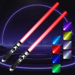 4 Pack Light up Sabers with FX Sound(Motion Sensitive) for Kids, 7 Color Light Swords Set for Halloween Dress Up Parties, Xmas Present, Galaxy War Fighters and Warriors - Colorful