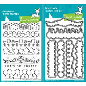 Lawn Fawn - Simply Celebrate - Stamp and Die Set - 2 Item Bundle
