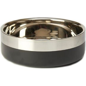 PetRageous 18441 Catalina Stainless-Steel Double Walled Dog Bowl 6.69-Inch Width and 3-Inch Height 3.8-Cups Capacity, Black