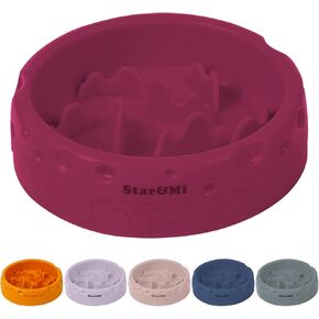 Star&Mi Silicone Slow Feeder Dog Bowls Small Breed Puzzle Bowl for Dogs & Cat with Suction Cups, Non-Slip Design (3.8Cup)