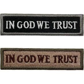 2 Pcs in GOD WE Trust Morale Tactical Patch Embroidered Applique Emblem Fastener Hook & Loop (White)