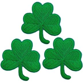 3 PCS 2.2 Inches Irish Clover Embroidered Patches for Clothes,Lucky Shamrock Self Adhesive Stick on Or Sew On Patch for Jacket Jeans Hats Shoes Bags Coat.