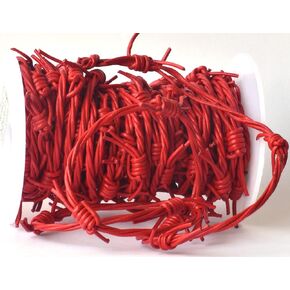 Red Fake Barbed Wire, 3 Strand Braid of 1.8mm Round Leather Cord, 10 Meter (32.8 ft) Spool