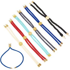 PH PandaHall 6pcs Adjustable Slider Bracelet 8.2" Twisted Cord Bracelet Nylon Friendship Bracelets with Brass Findings Tree of Life Charms for DIY Bracelet Making Women Jewelry Gift, 2mm Hole
