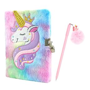 RTUDOPUYT مذكرات مع قفل للفتيات مع القلم ، مجلة للفتيات مع القفل والمفتاح ، Plush Secret Diary تصطف على دفتر 160 صفحة ، الهدايا للفتيات