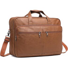 seyfocnia Men’s Leather Messenger Bag, 15.6 Inch 17.3 Inch Laptop Briefcase Satchel Computer Shoulder Bag Business Handbag