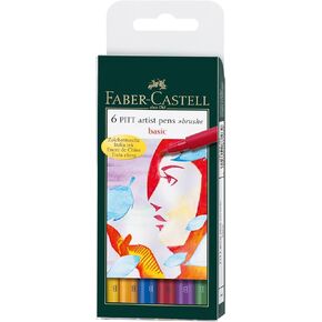 Faber-Castell PITT Artist Brush Pens, Basic, 6-Pack