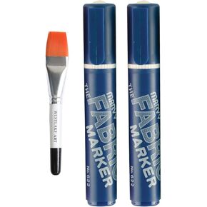 علامة النسيج العريضة في Uchida ، 1.44 أوقية ، حزمة زرقاء فاتحة مع فرشاة الطلاء المائية ، الحبر الدائم والمقاوم للتلاشي ، قلم النسيج ، مثالي لمشاريع DIY (حزمة 2) in Kuwait