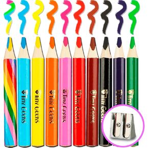 Jumbo Pencils - NEW 2024-10 Triangle Short Colored Pencils for Kids and Rainbow Pencil + Sharpener - Perfect for Preschool, Toddlers and Beginners + Recommended by Teachers & Experts