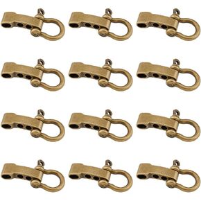 SUPERFINDINGS 12Pcs Adjustable Bow Shackles Antique Bronze D Ring Shackle Clasps with 5 Holes Paracord Bracelets Making Buckles Alloy Screw Pin Anchor Shackle Hole 5~8mm