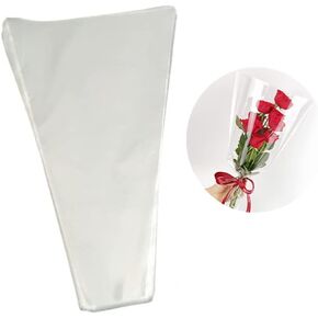 100 Pcs flower packaging transparent bag,flowers bouquet sleeve transparent cellophane Suitable for flower shop, shopping mall flower packaging(18X13)